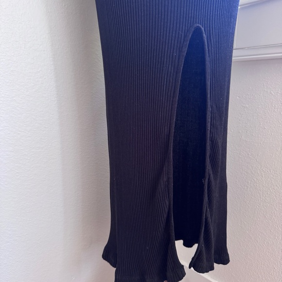 & Other Stories black Long Sleeve Rib Maxi Sweater Dress with side slit size 6 - Picture 7 of 11